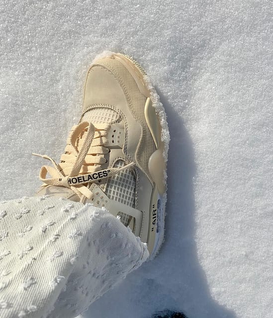 First Look At Jordan And Virgil Abloh's Creamy Retro 4 Sneaker, SNOBETTE