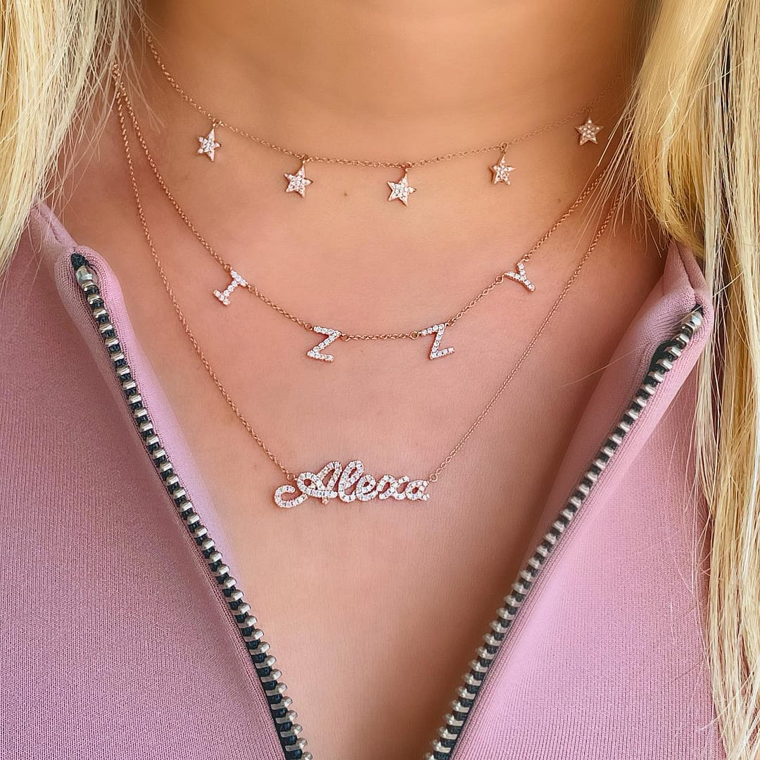 Block letter name necklace sales