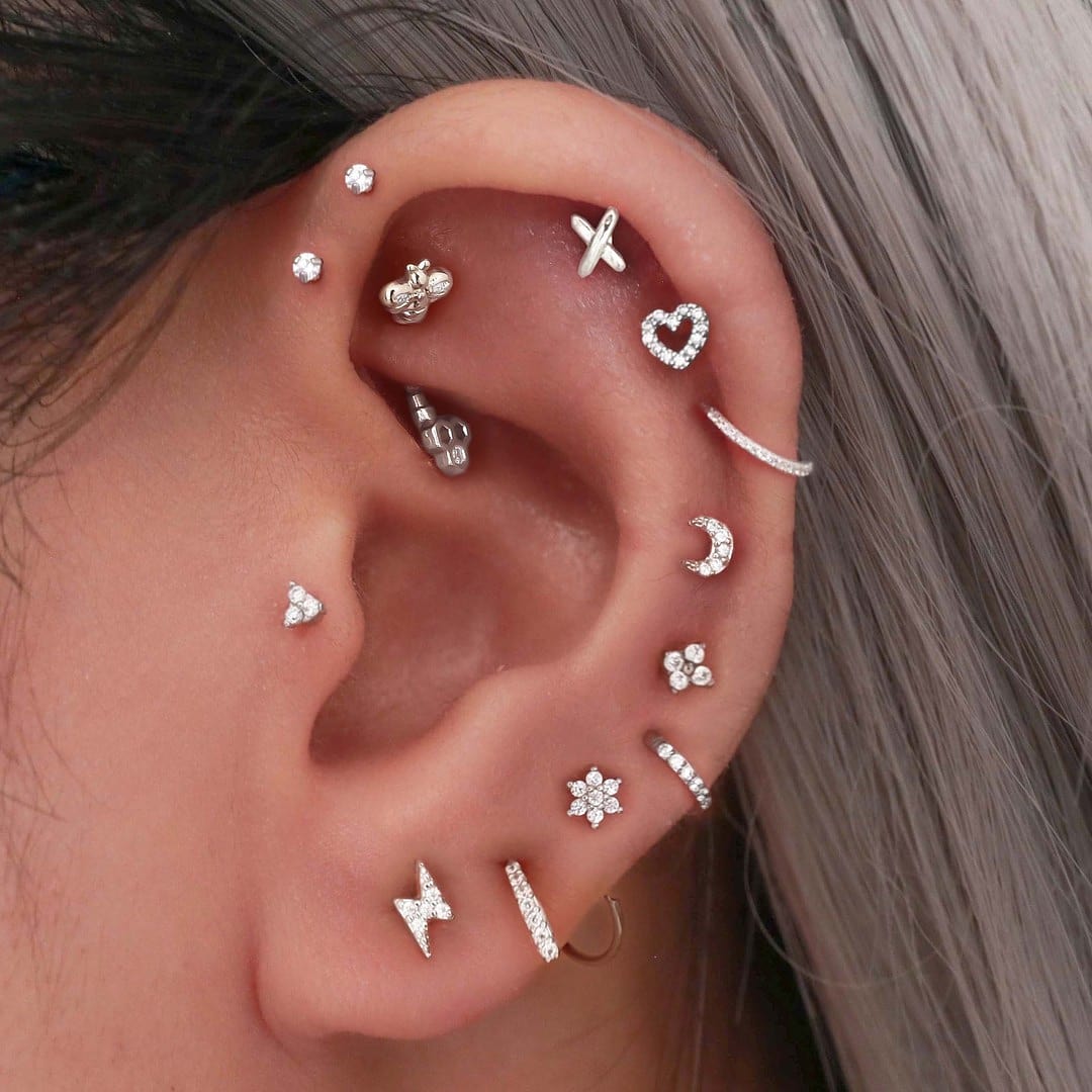 Bee Rook Ear Piercing Jewelry Curved Barbell 16G