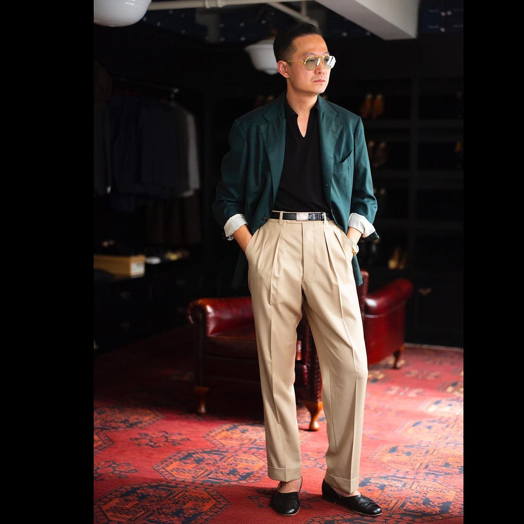 BROCHURE slacks 1P ネイビー wool