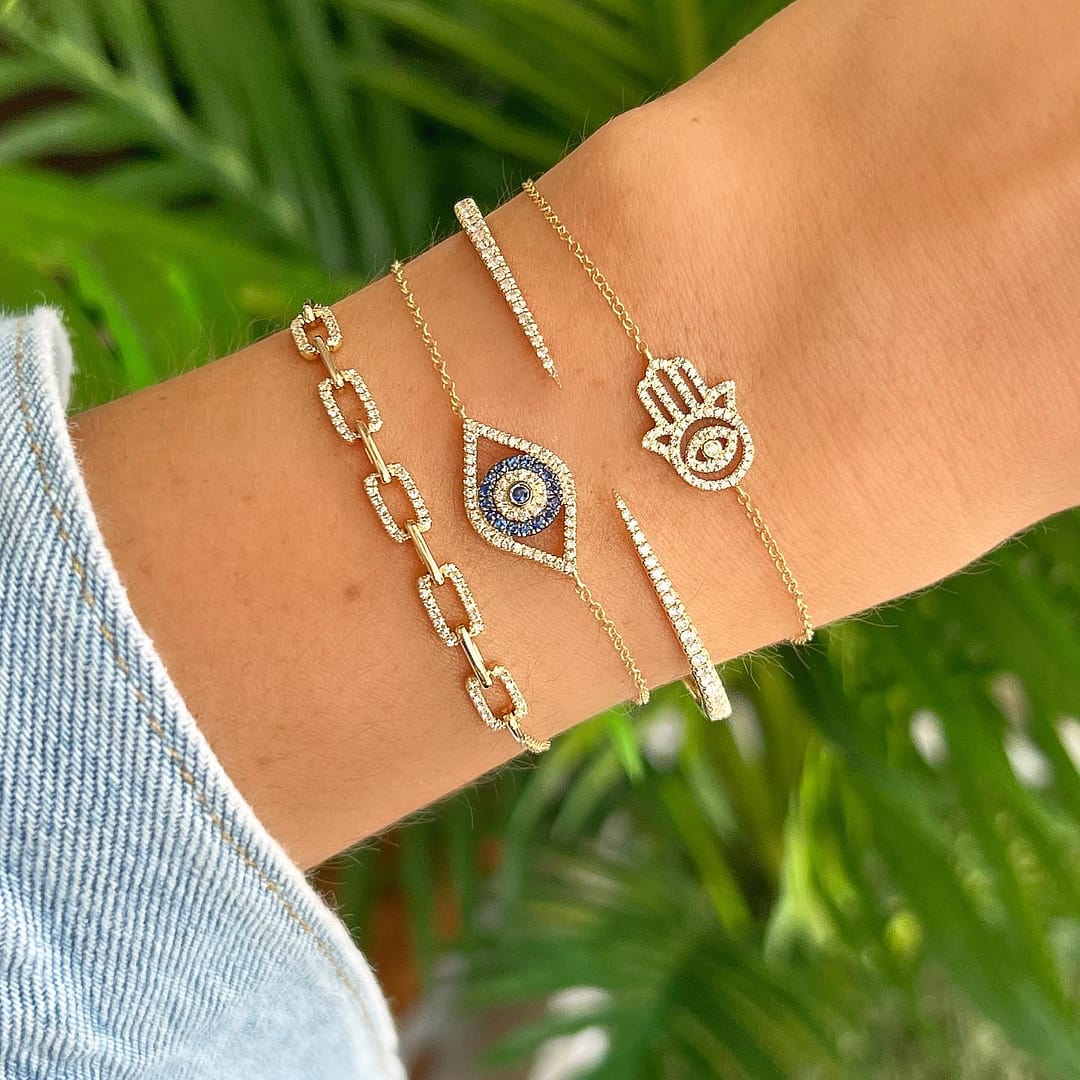 Evil Eye Bracelet / hot 14K Solid Gold Evil Eye Bracelet / Protection Bracelet / Dainty Layering Evil Eye / Fine Jewelry