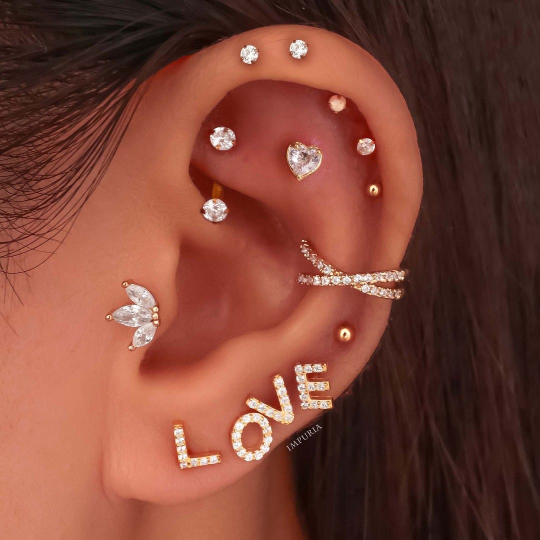 14K Gold Cartilage Heart Stud Earring newest