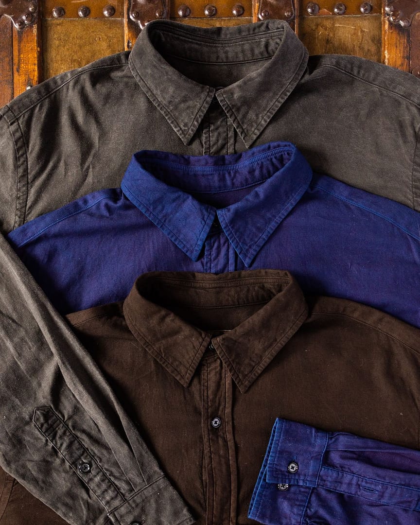 KUON Regular Collar Shirt Aizome Indigo Blue – Clutch Cafe