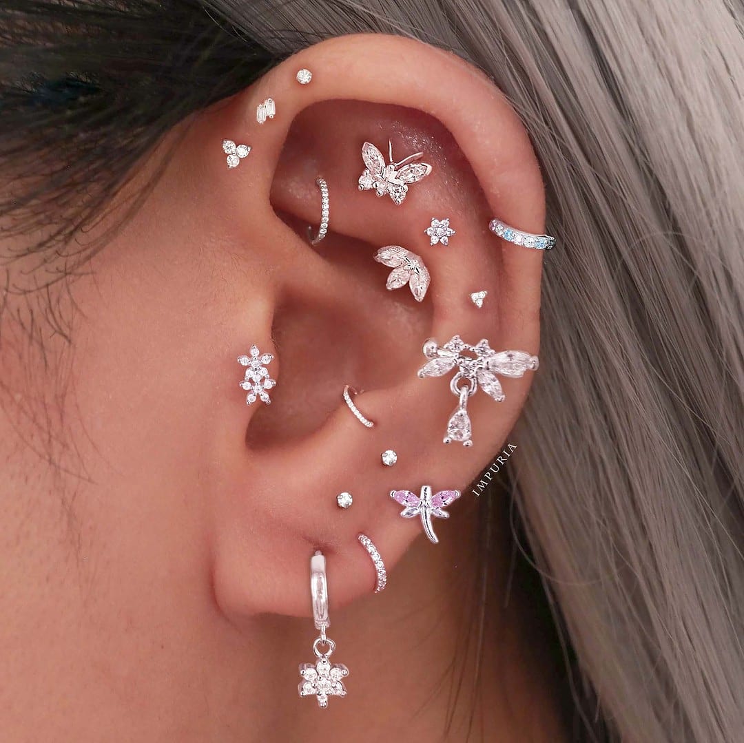 Crystal Pave Eternity Hoop Huggie Earrings for Lobe