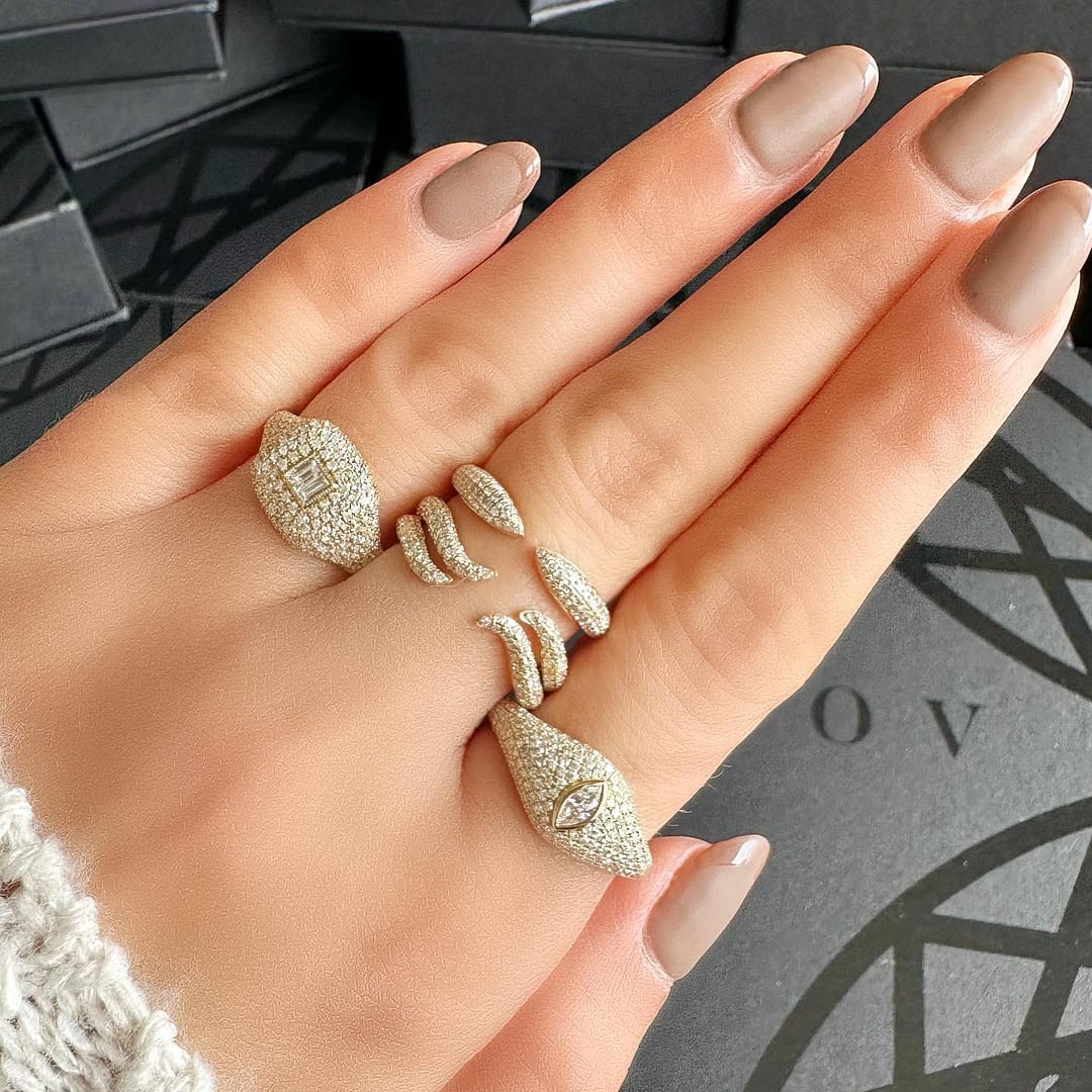 14K Gold Wavy Claws Open Diamond Ring – IZAKOV