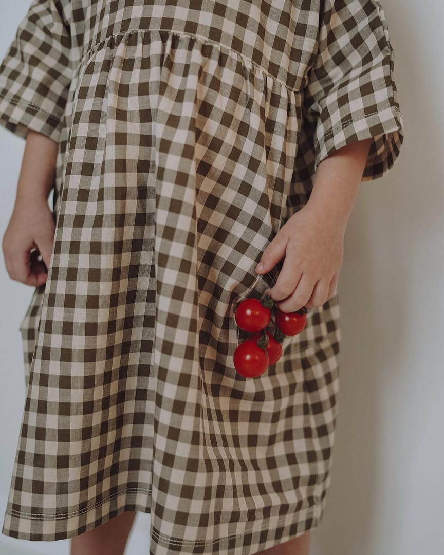Olive Gingham Bella Dress | Organic Zoo