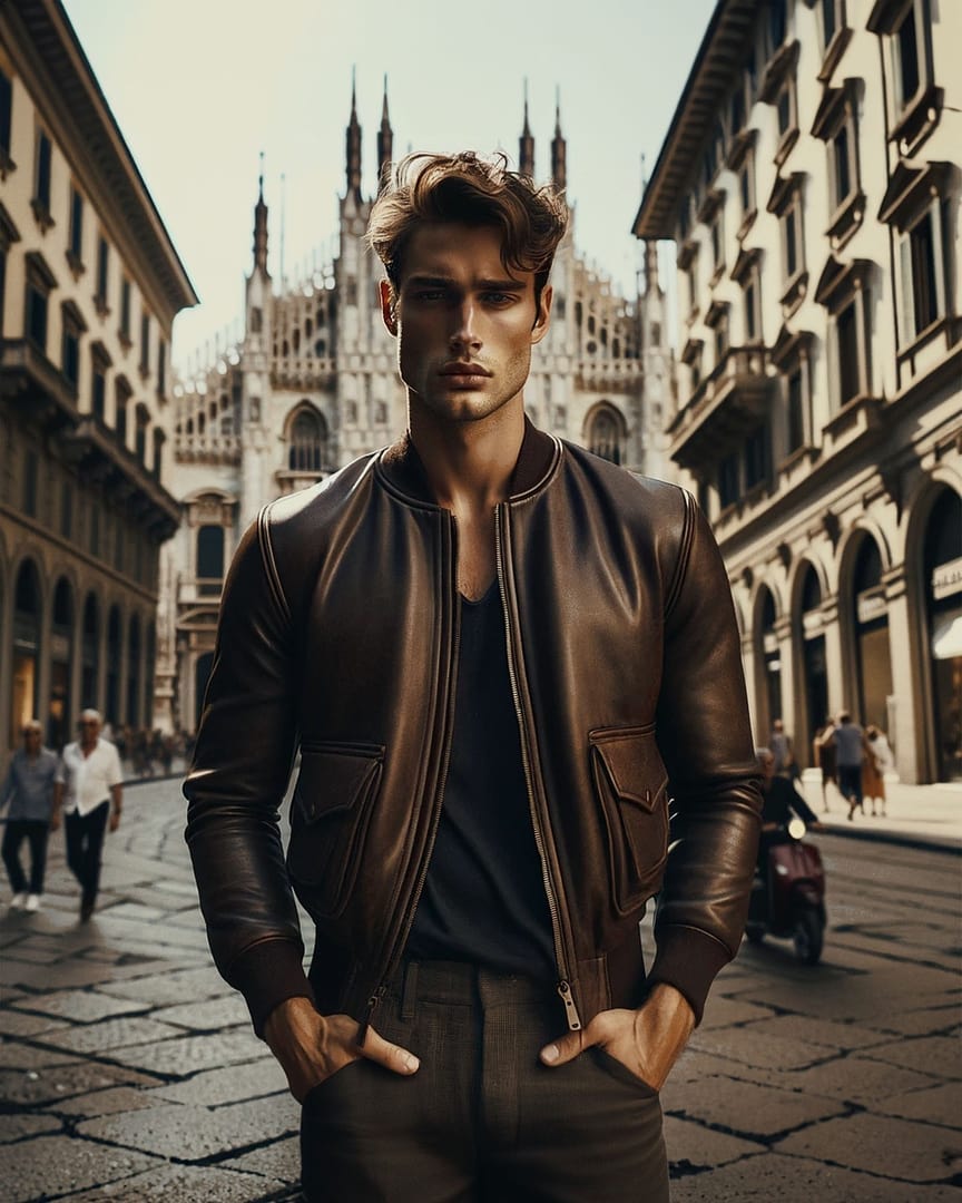 Men's high quality Italian leather jacket