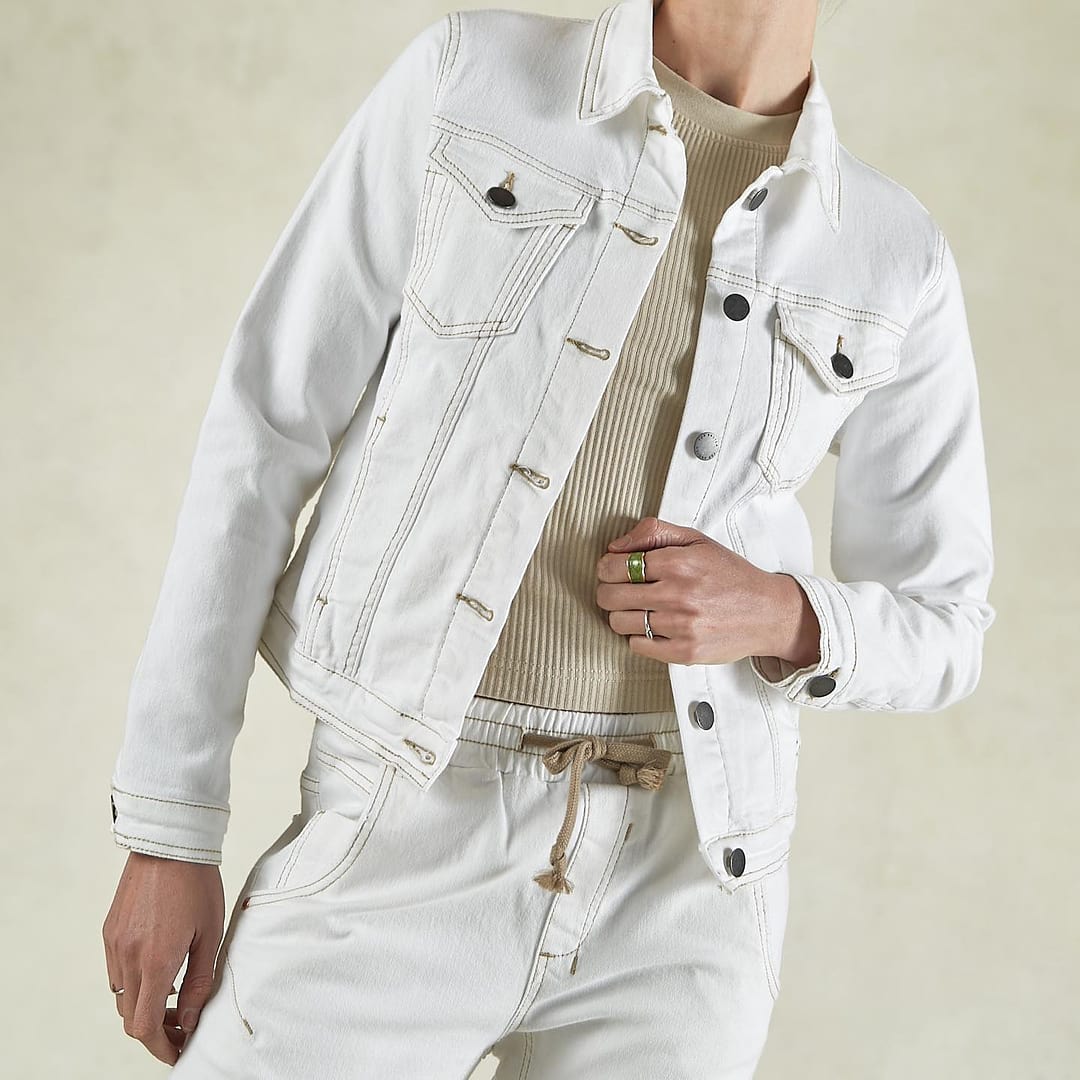 THE TOE Olympia Denim Jacket white Tokyo Talkies Women White Solid