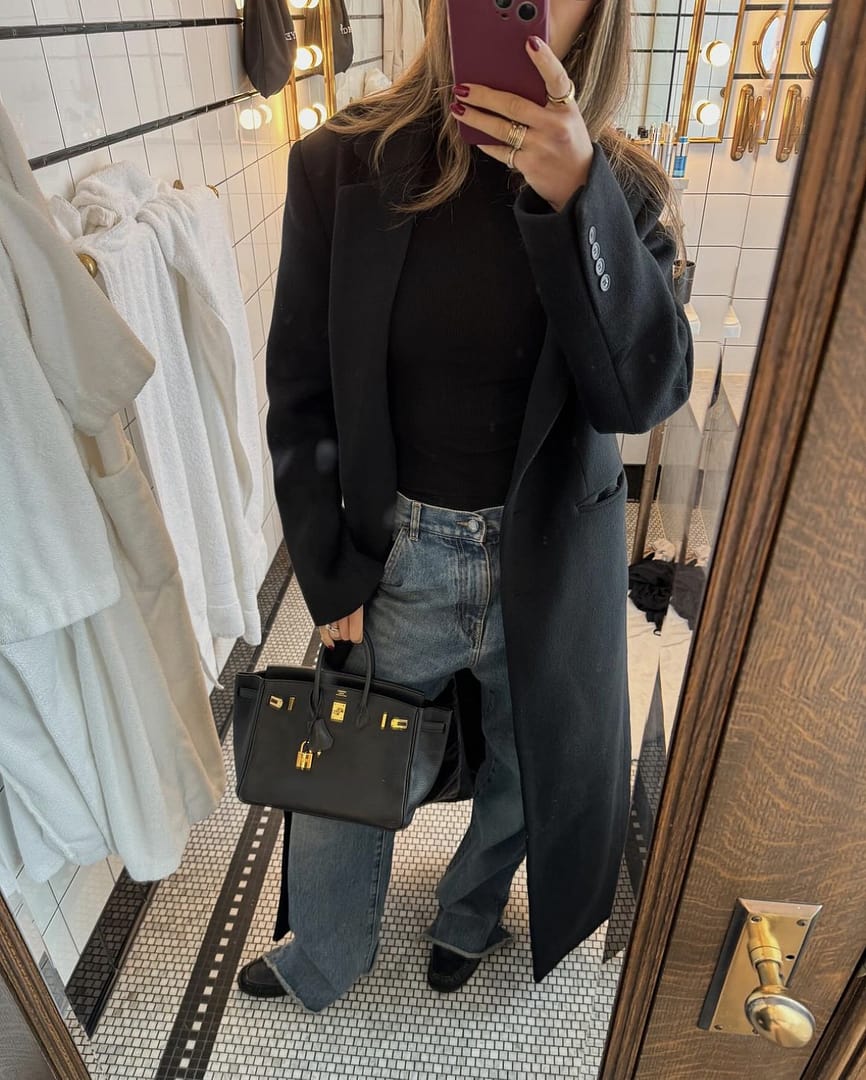 Marcella Coat | Black Maxi Wool Coat | Henne
