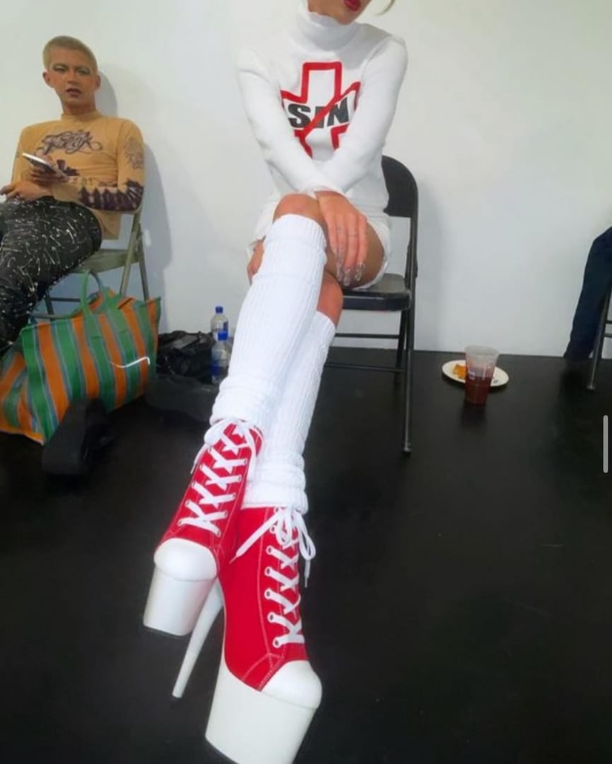 Pleaser(プリーザー) FLAMINGO-800SK-02 スニーカーブーツ 8inch Heel, 4inch PF Sneaker, Side Zip◆取り寄せ Pleaser Flamingo-800SK-02 in Black/White – Pleaser Shoes