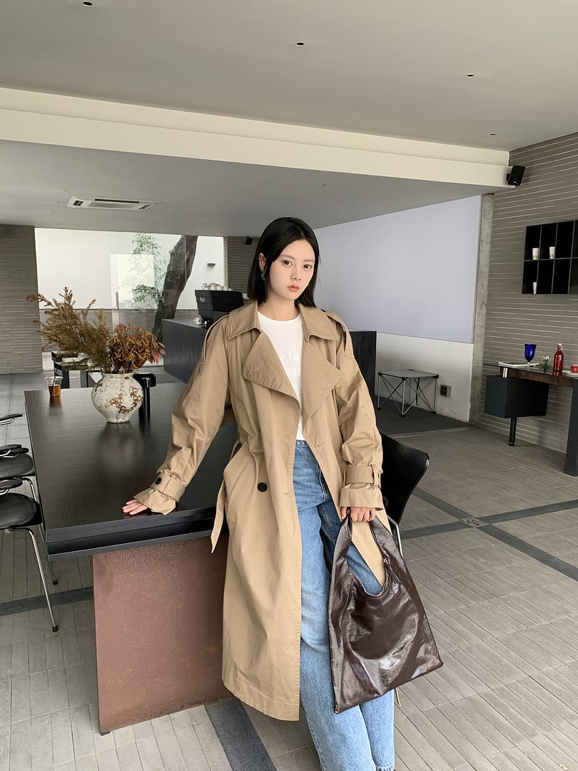 MO&Co. Women's Long Belted Trench Coat