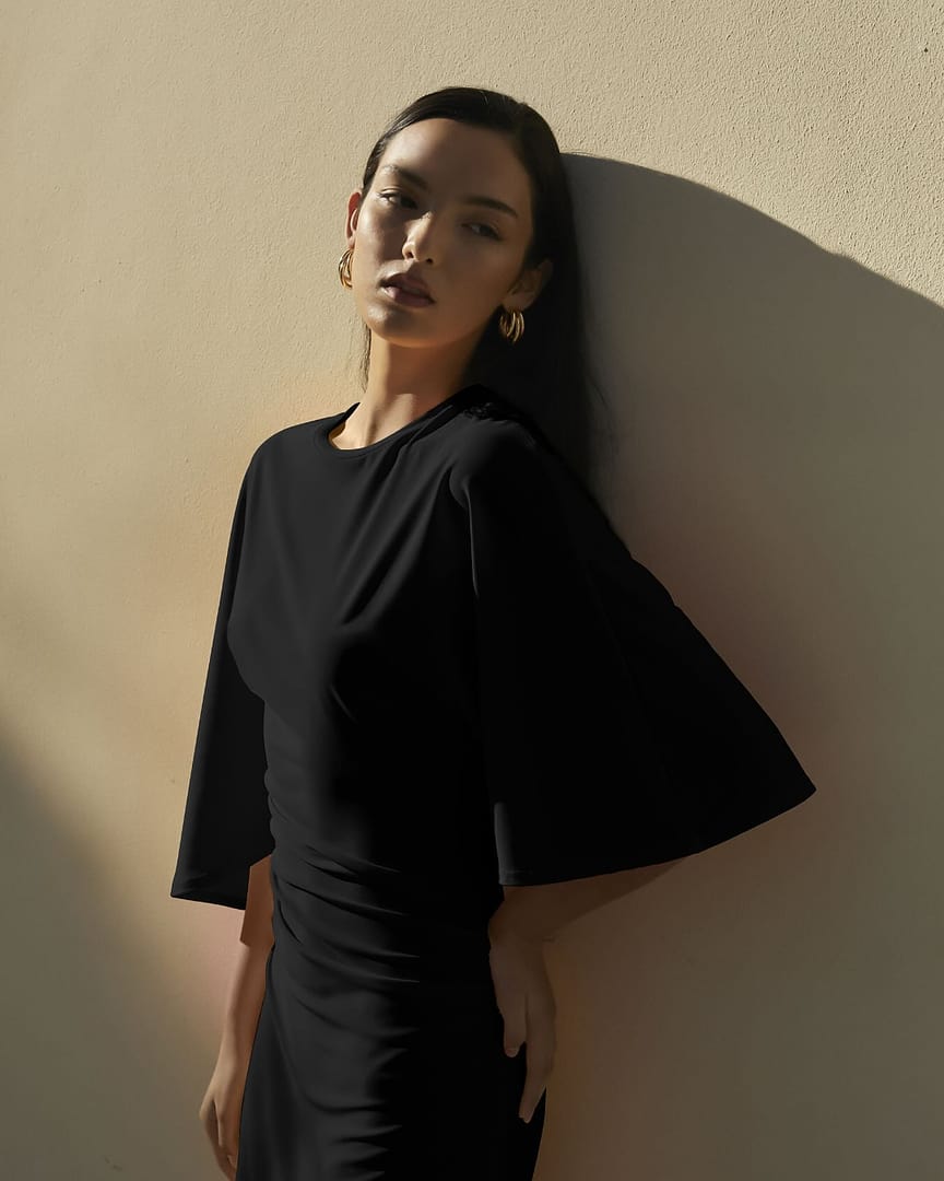 Ivy Cape Sleeve Maxi - Black  SUBOO AU
