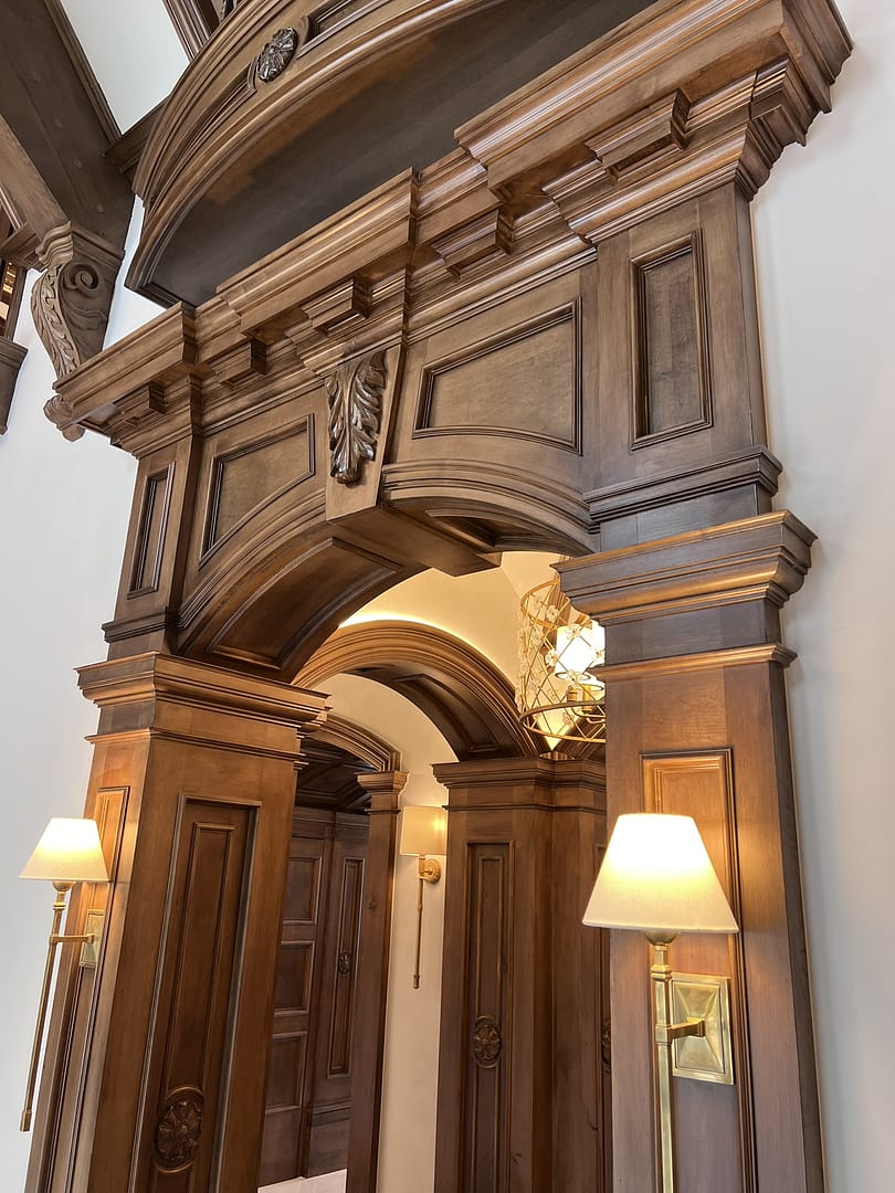 Finished seating area with paneling