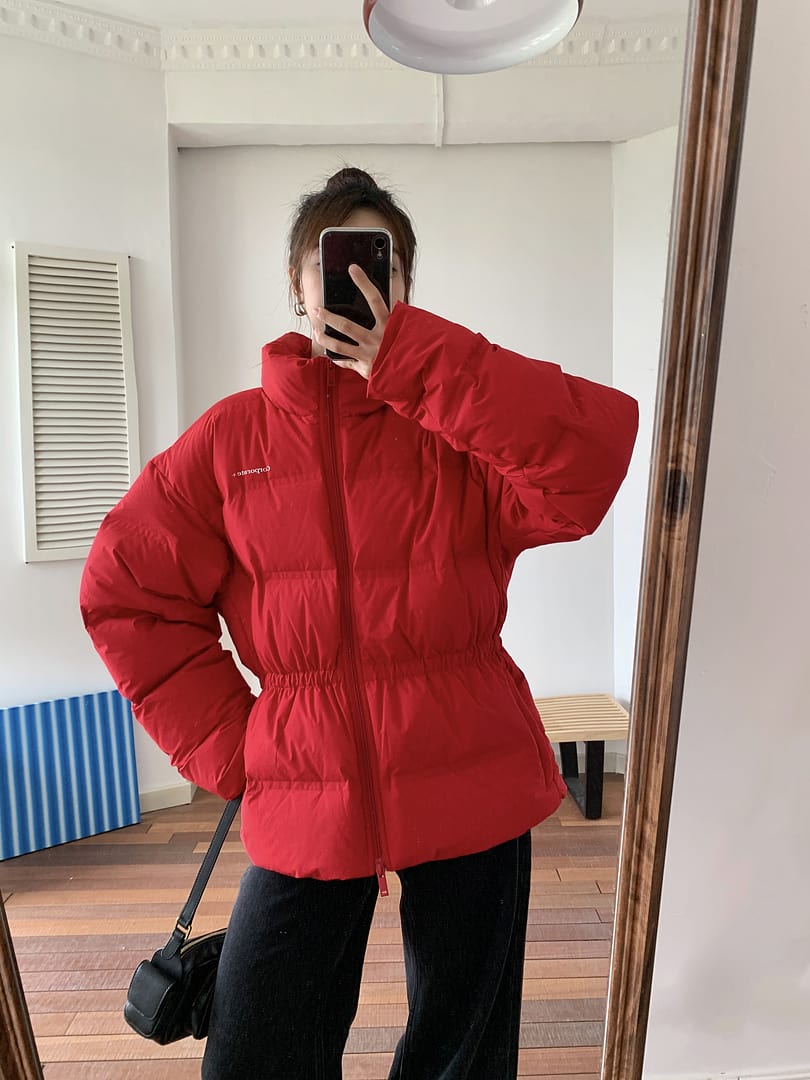 MO&Co. Women's Drawstring Waist Quilted Shell Down Jacket