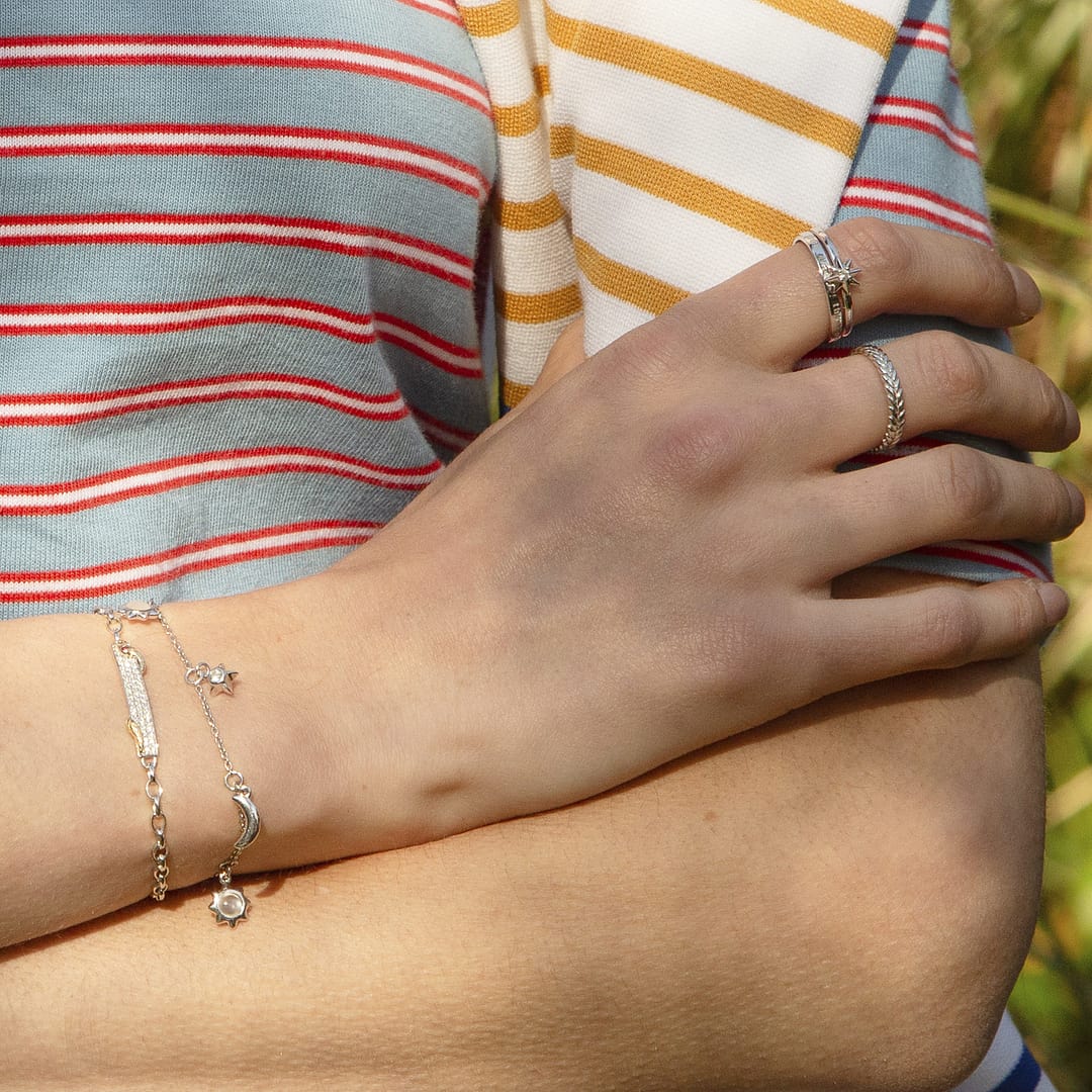 Dangling Diamond Moonstone Chain Bracelet | Monica Rich Kosann