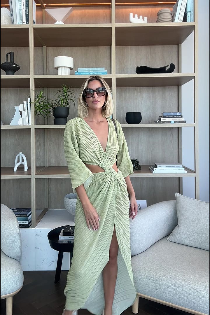 Stevie Cross-Over Midi Dress - Gold  SUBOO AU