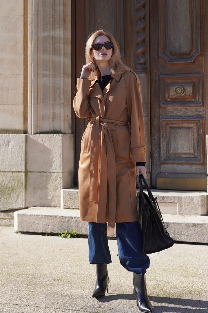 ベルト付きフェイクスエード女性用トレンチコート – GOELIA