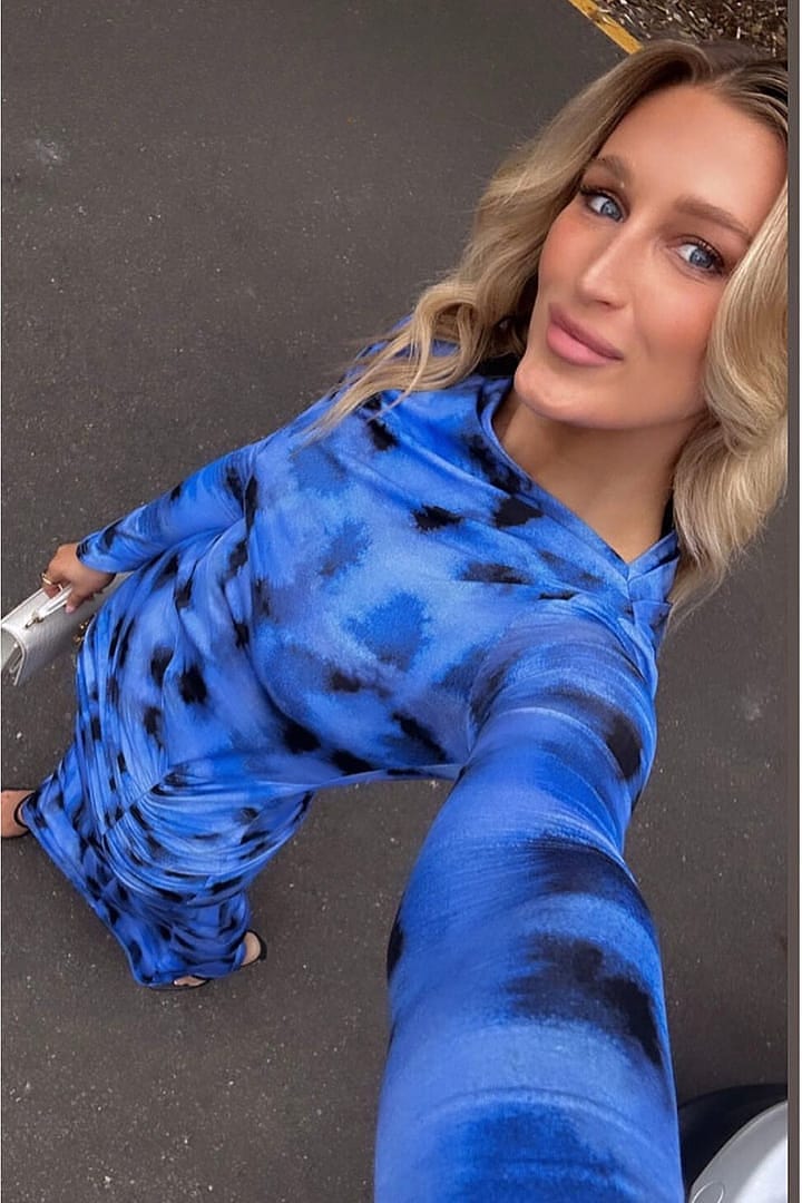 suboo shibori ruched dress Shibori Maxi Dress Long Sleeve Ruched Occasion Dress  Blue