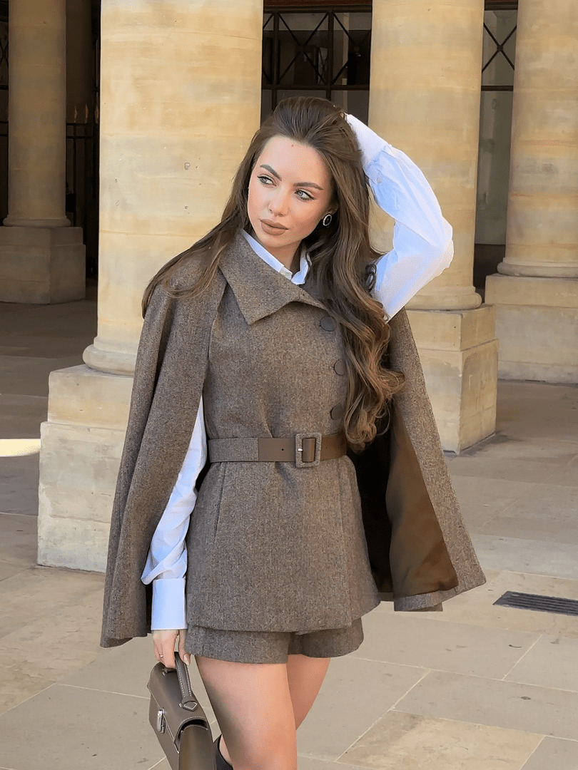 100% Washable Wool Cape And Vest Two-Piece Set – GOELIA