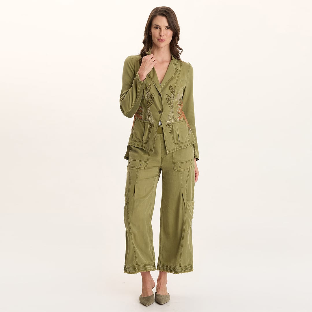 XCVI Embroidered Danski Twill Novelty Blazer