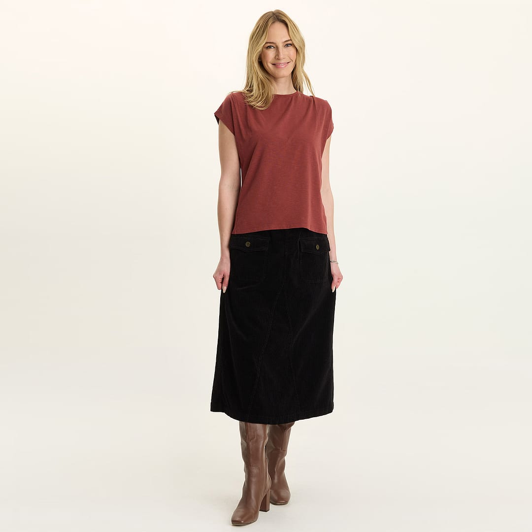 Jupe Athleta Cordoba – Noire – Taille 10 (M) – Corduroy Stretch – NEUF (défaut Mineur)