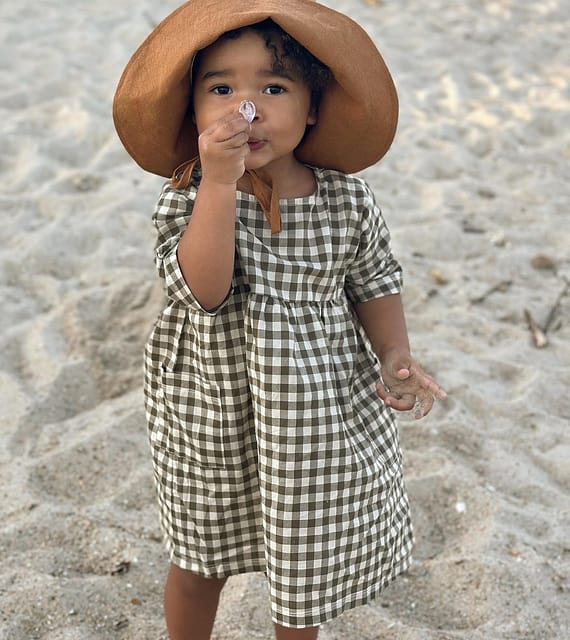Olive Gingham Bella Dress | Organic Zoo