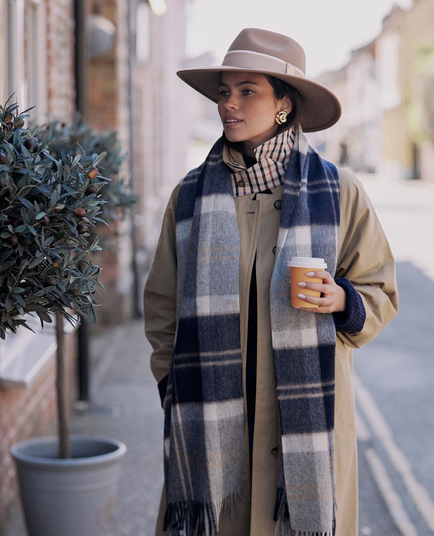 SCARF HAT (M) Checked-Navy ウィッグ・エクステ /