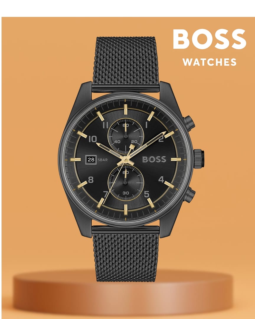 Hugo Boss Black Leather Men's Chrono Watch 1513880