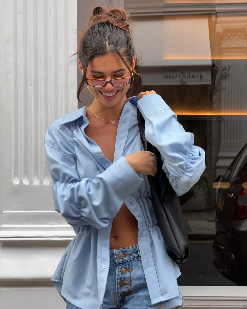 RUMCHE Smocking Shirt スモッキング / sax blue RUMCHE Smocking Shirt スモッキング / sax blue