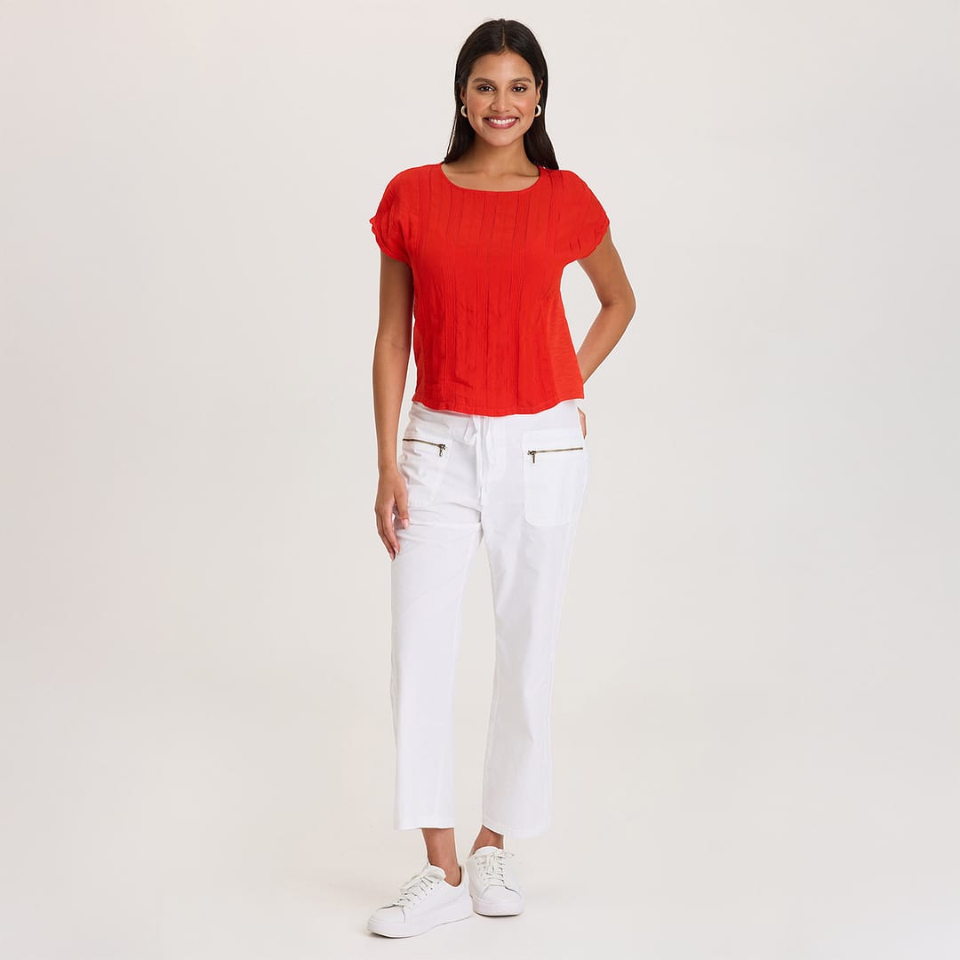 XCVI Darrow Flared Leg Pant with Zipper Pockets and Drawstring Waist