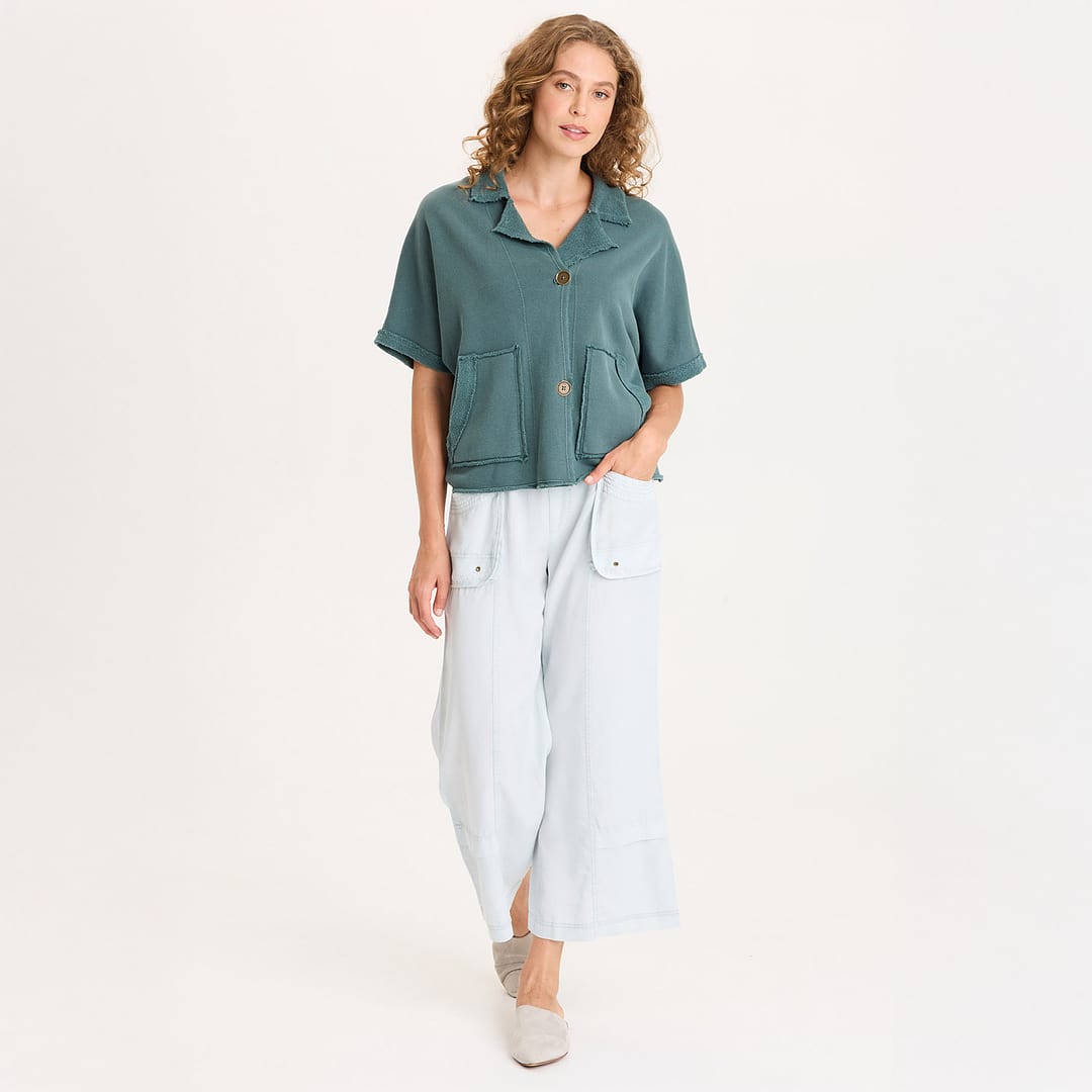 XCVI Mallis Oversized Pockets and Leg Stitching Detail Twill