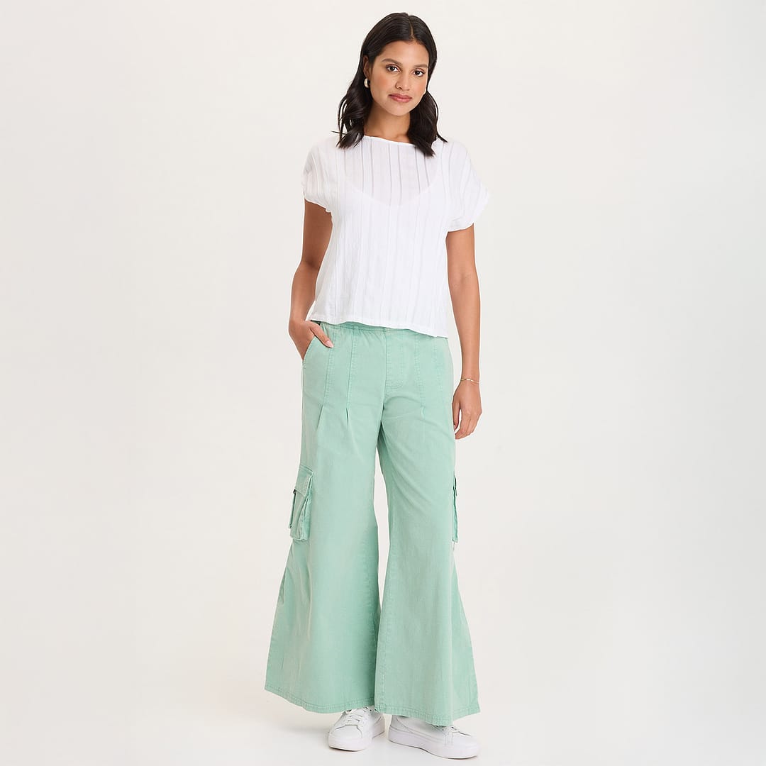 XCVI Erwin Side Pleats Wide Leg Cargo Pant