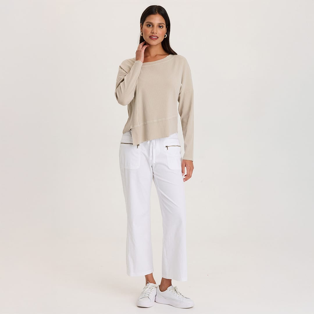 XCVI Darrow Flared Leg Pant with Zipper Pockets and Drawstring Waist