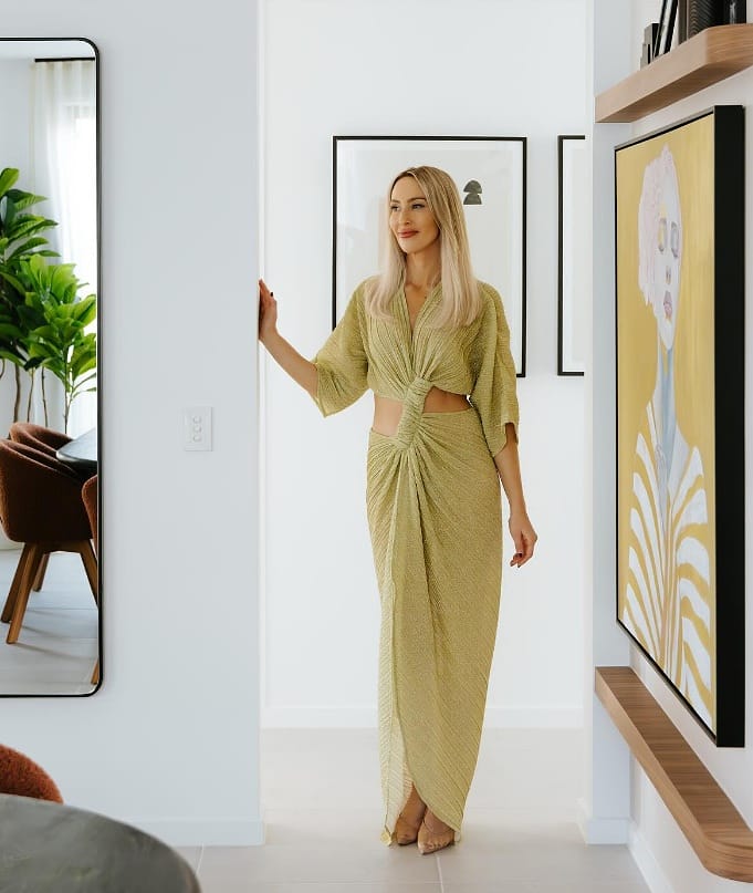 Stevie Cross-Over Midi Dress - Gold  SUBOO AU
