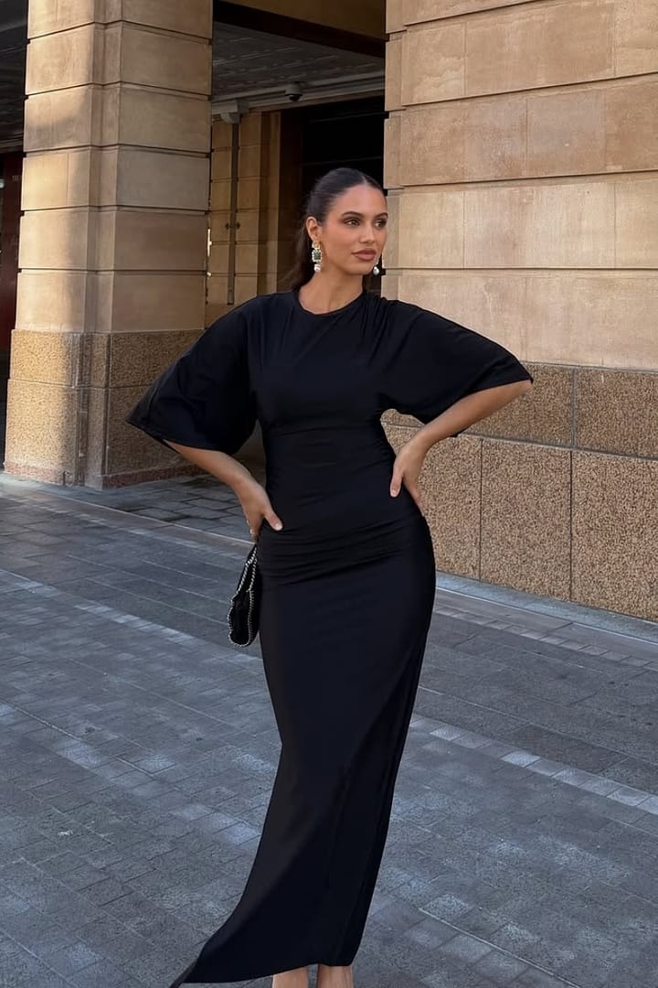 Ivy Cape Sleeve Maxi - Black  SUBOO AU