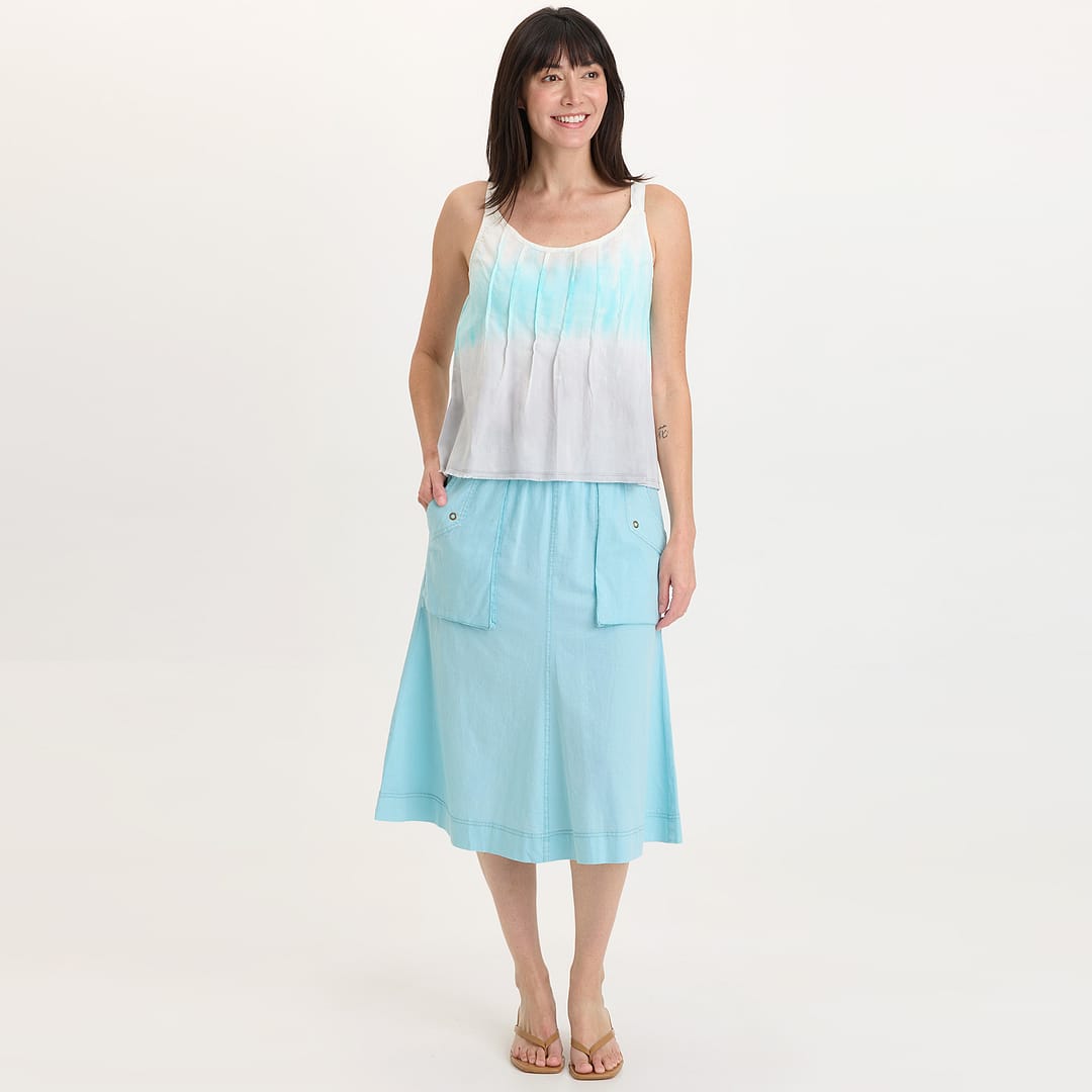 Parvati Cotton Linen Mermaid Flare Midi Skirt