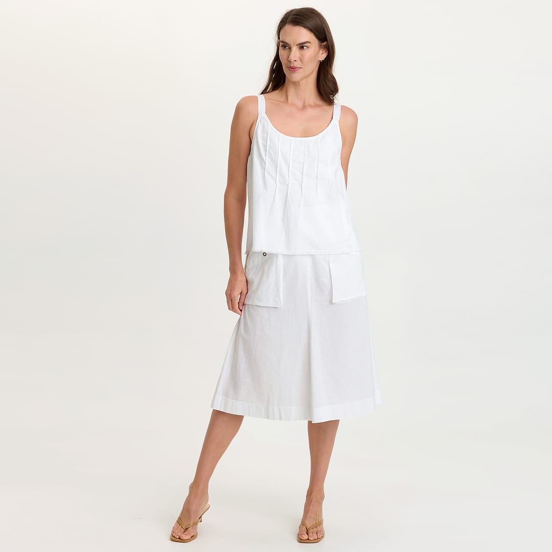 Wearables Shawnie Linen Billowy Pintuck Tank with distressed hem