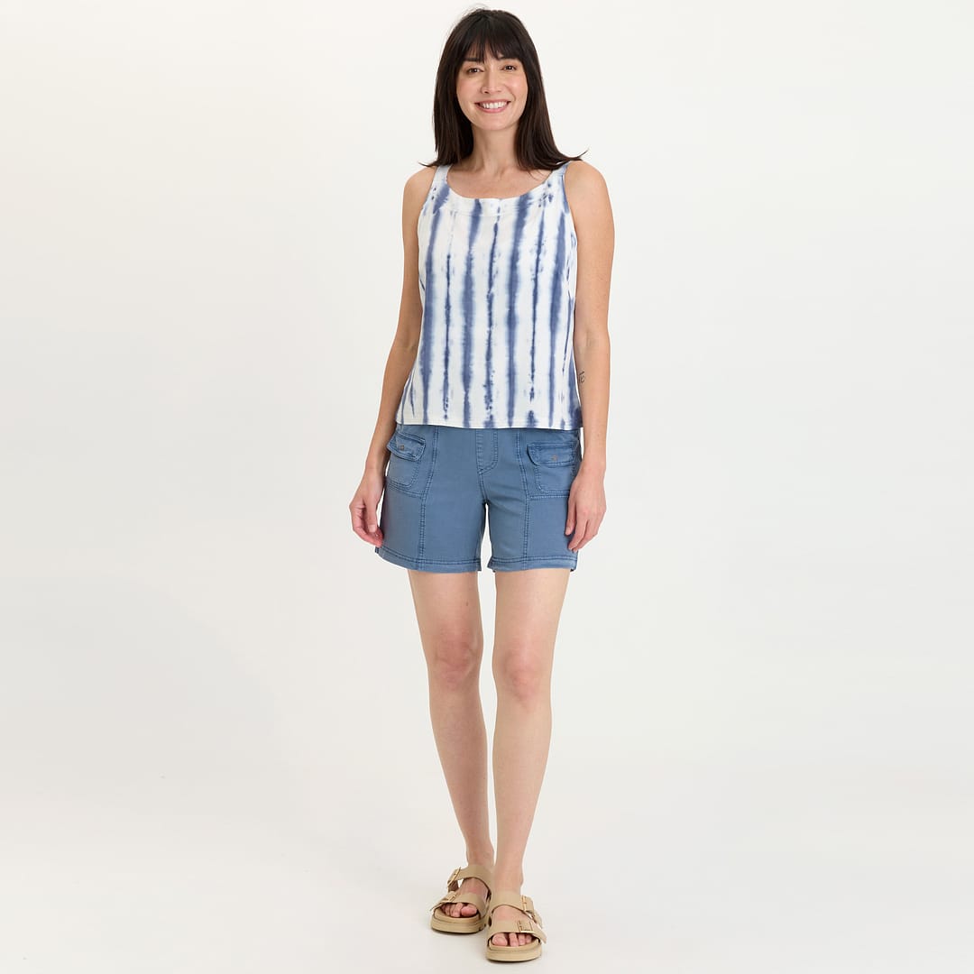 Kai Twill Scoop Neck Strappy Tank with Jersey Back