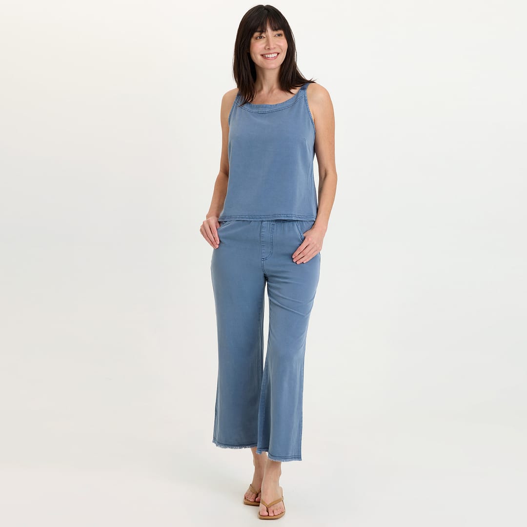 Kai Twill Scoop Neck Strappy Tank with Jersey Back