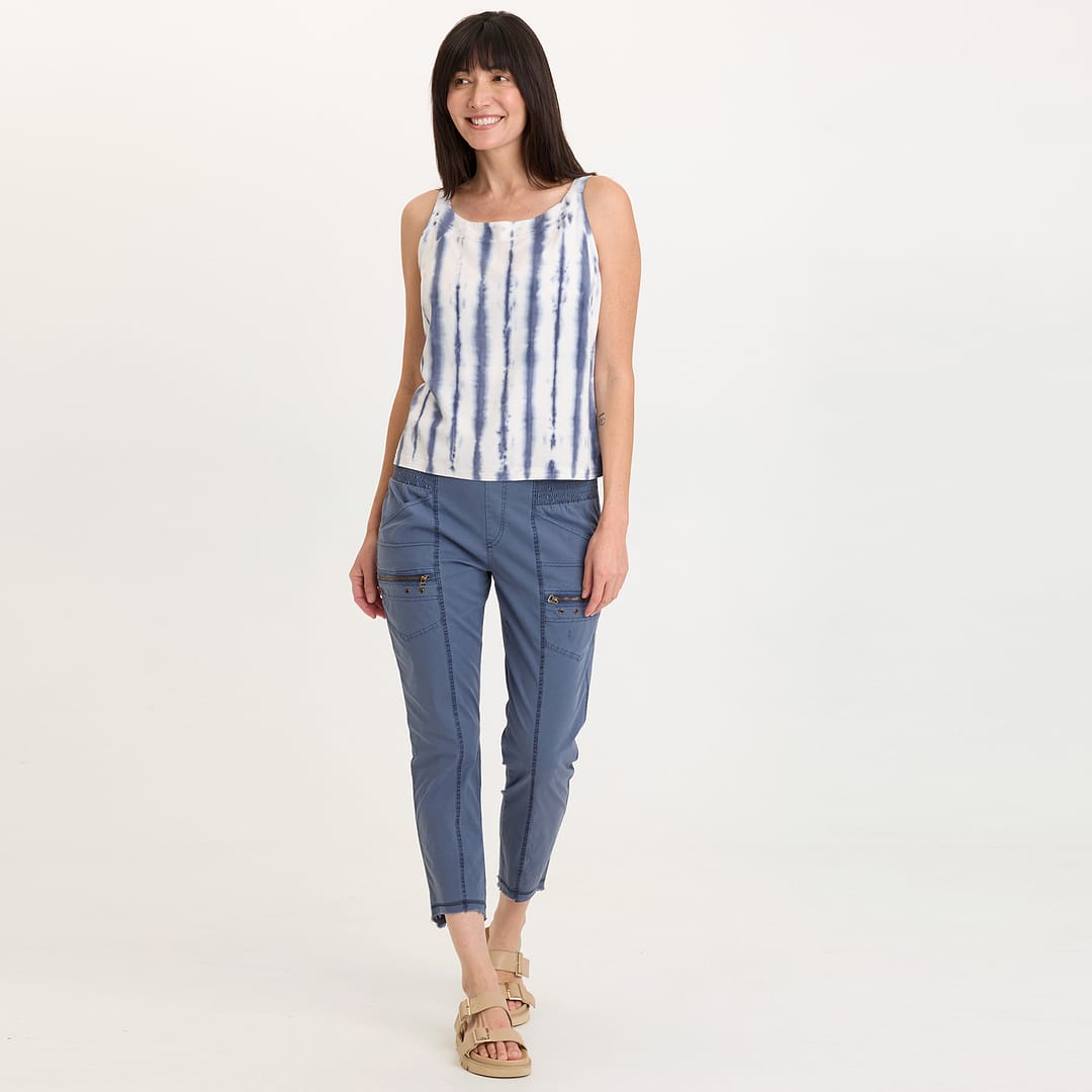Kai Twill Scoop Neck Strappy Tank with Jersey Back