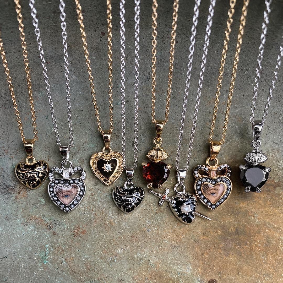 Gold Necklace Regal Rose Heart Necklace Anatomical Heart Necklace