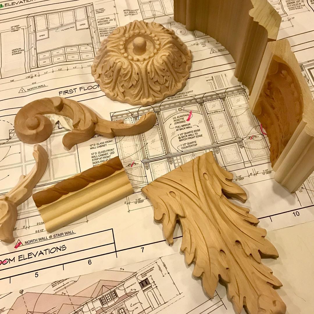 Hand-carved woodwork in a finished interior