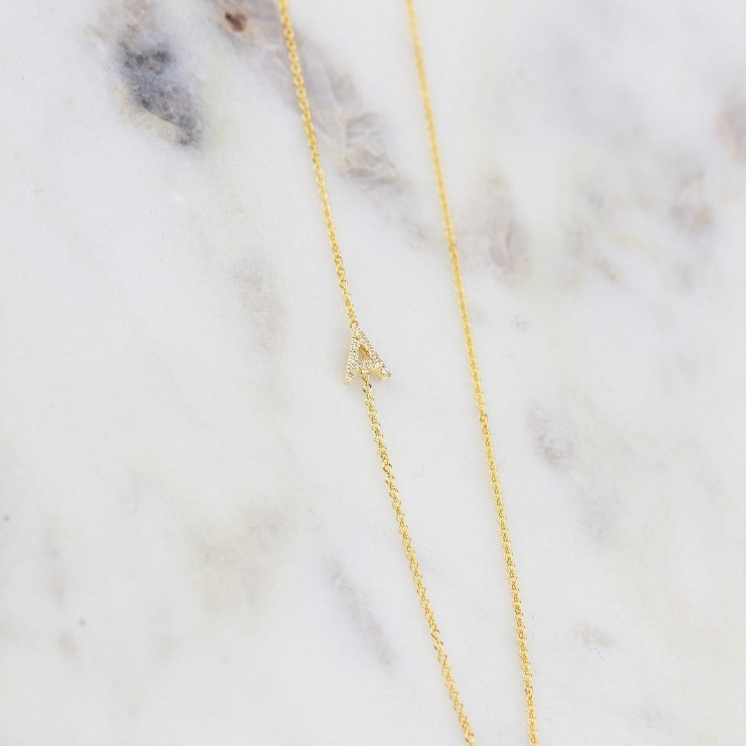 14K GOLD ASYMMETRICAL LETTER NECKLACE - A – Maya Brenner 14K GOLD ASYMMETRICAL LETTER NECKLACE - A – Maya Brenner
