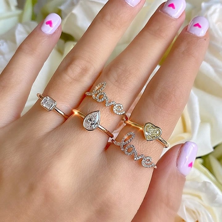 18K Gold Pear Shape Diamond Bezel Ring – IZAKOV