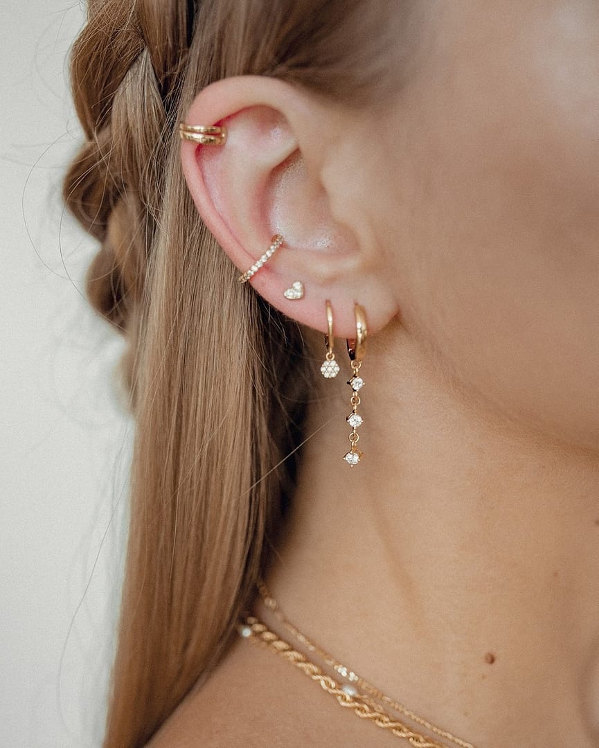 Dangle Huggie Earrings Sterling Silver Gold Hey Happiness