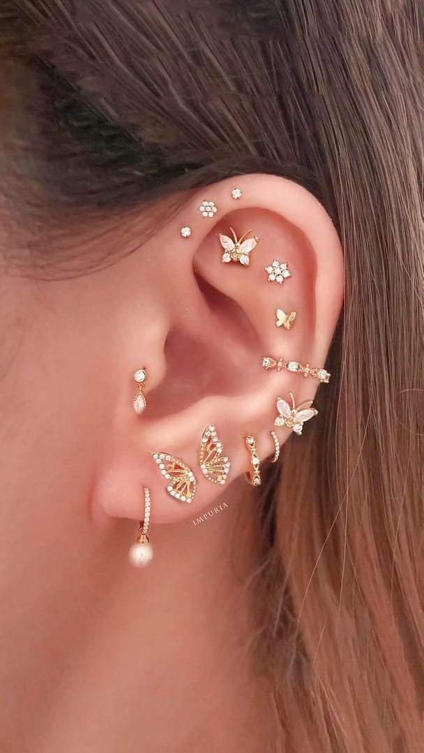 【ホワカマ様】A&G 両耳 Pyramid Pierce Stud