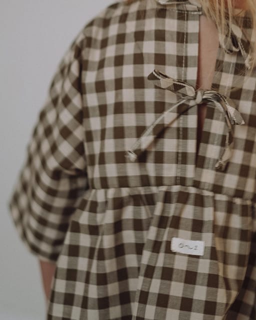 Olive Gingham Bella Dress | Organic Zoo