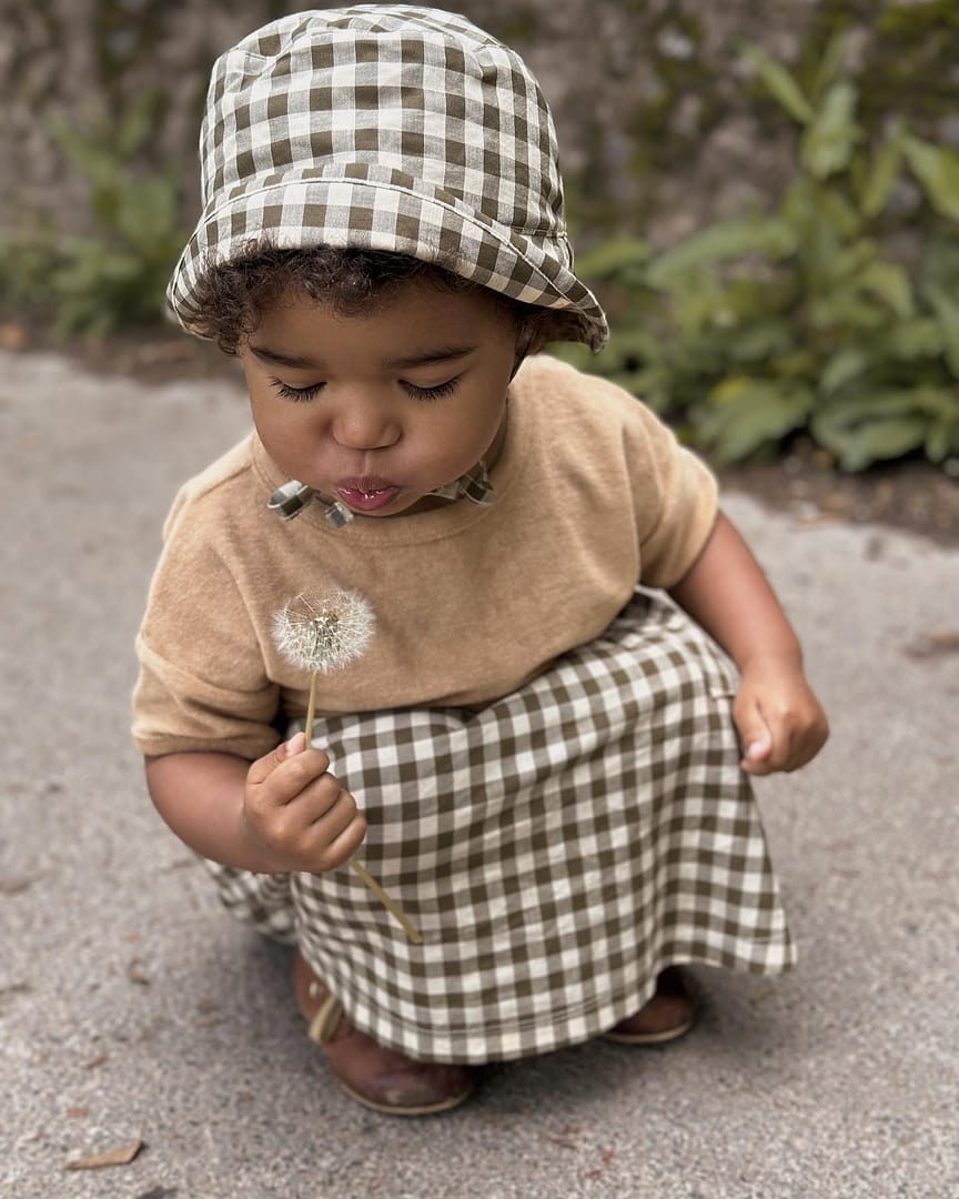 帽子 ギンガムチェック 70cm 0-12m OZ ロンパース オーガニックズー