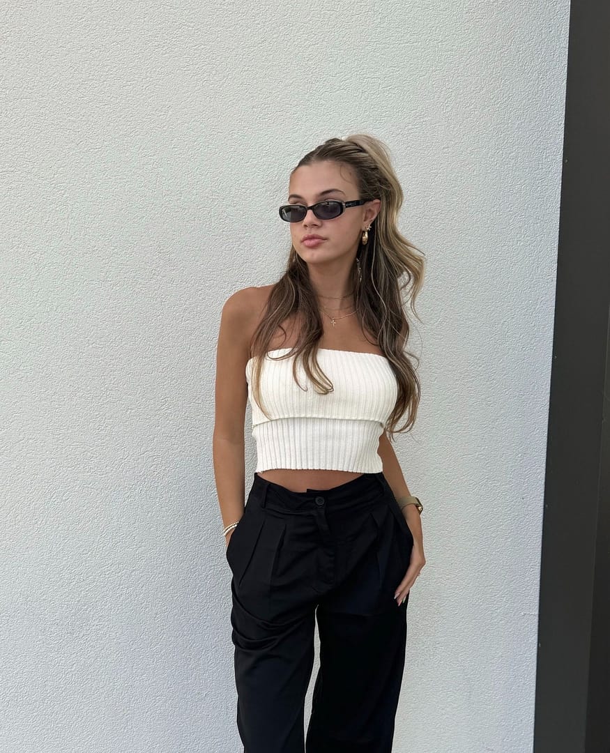 Ribbed Knit Fold Over Tube Top