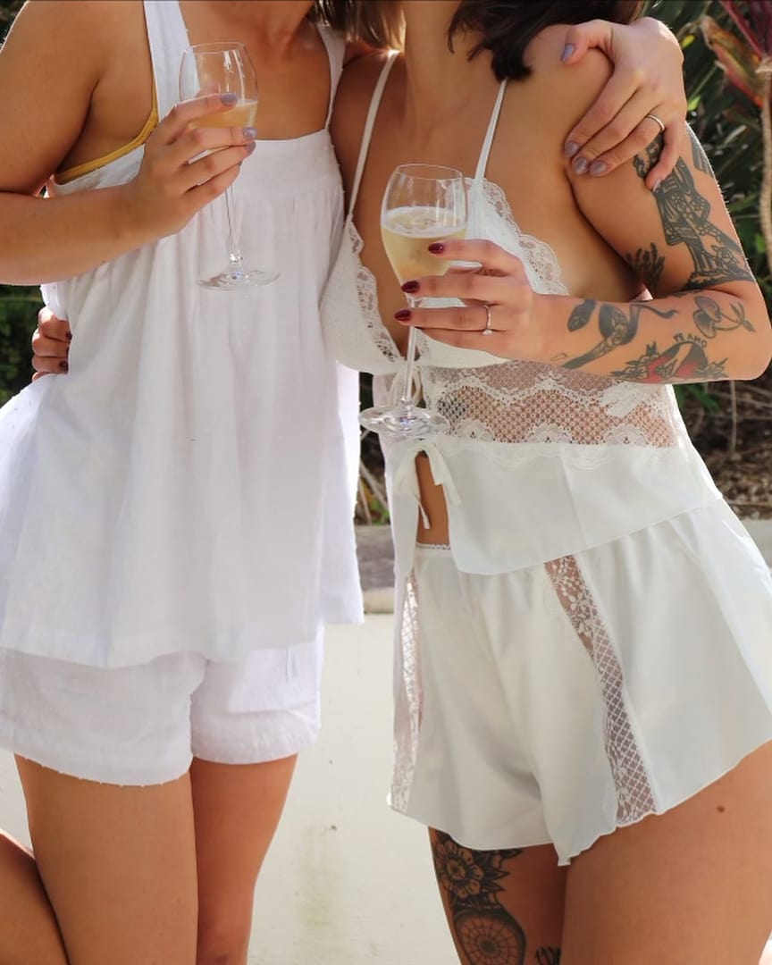 Lucille Short Ivory White Satin Pyjamas